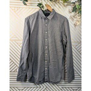 HARMONY PARIS Men's Grey Gray Cotton Button Up Long Sleeve Portugal Size Large